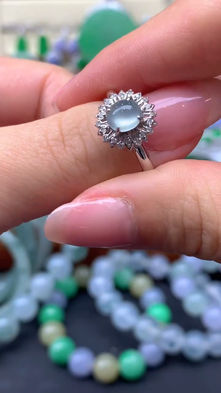 【闪购商品】翡翠戒指18K金镶嵌2-天然翡翠