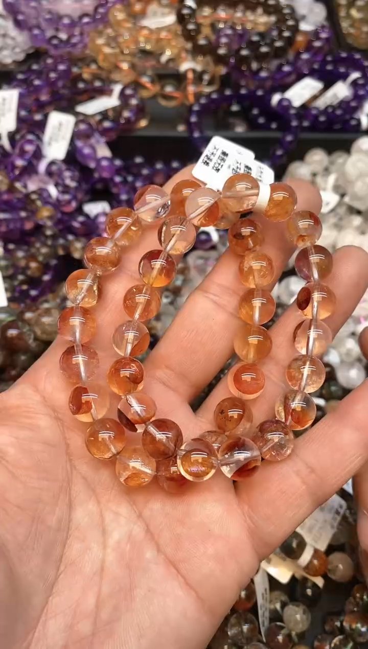 【闪购商品】水晶手链未镶嵌b66 红胶花10mm+ 多样性发其一