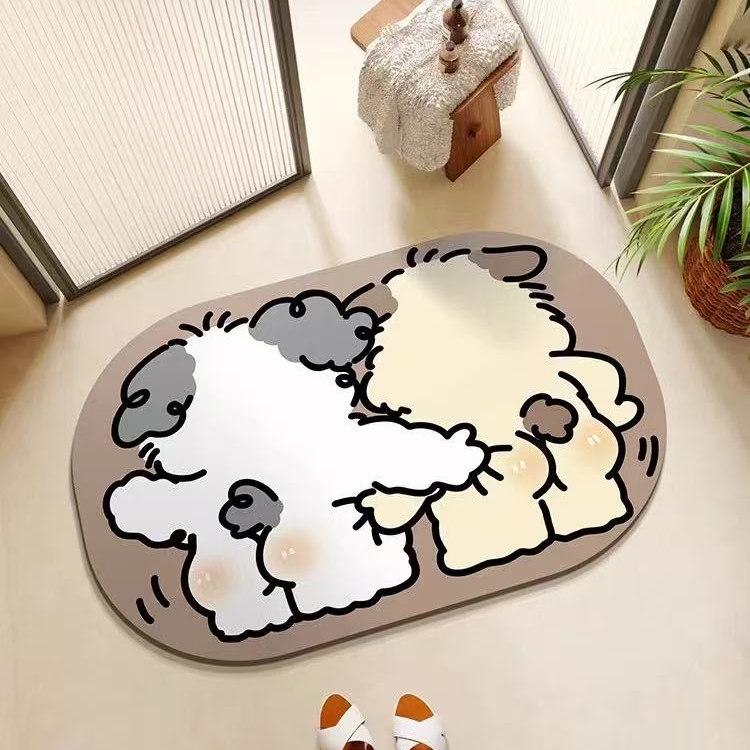 印象【搞怪小狗】亚麻抗污吸水防滑浴室卫生间门口厕所防滑地垫