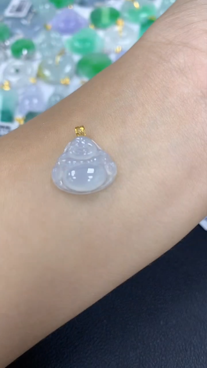 颈饰18K金镶嵌翡翠a货假一赔三支持复检百元上9元证书费自理