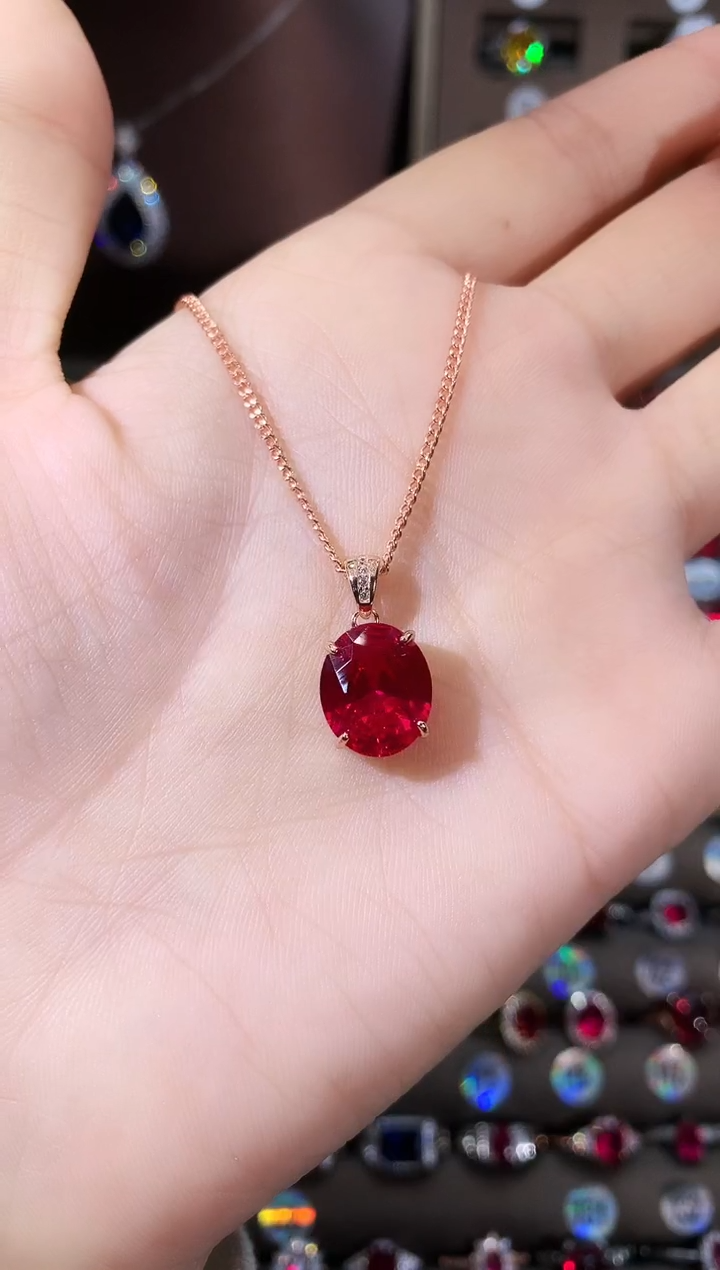 无吊坠925银鸽血红色吊坠