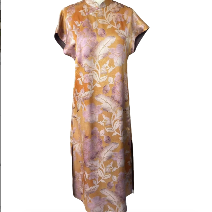 锦丝院【繁花】季尾清货复古百搭重磅时尚印花连衣裙662223