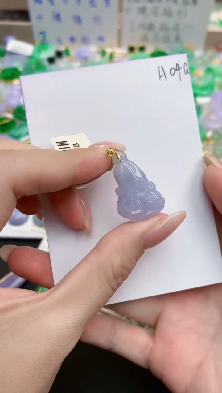 颈饰18K金镶嵌翡翠天然缅甸A货翡翠