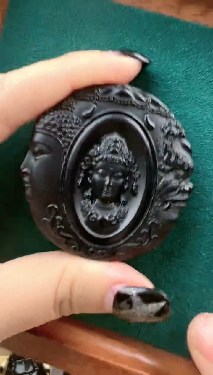 【闪购商品】和田玉颈饰未镶嵌新疆和田玉墨玉佛魔牌子吊坠