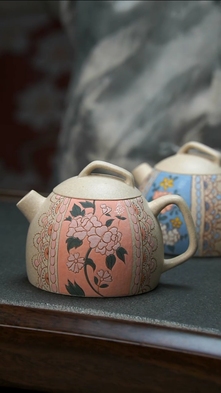 【闪购商品】紫砂茶壶秦权粉花壶微瑕