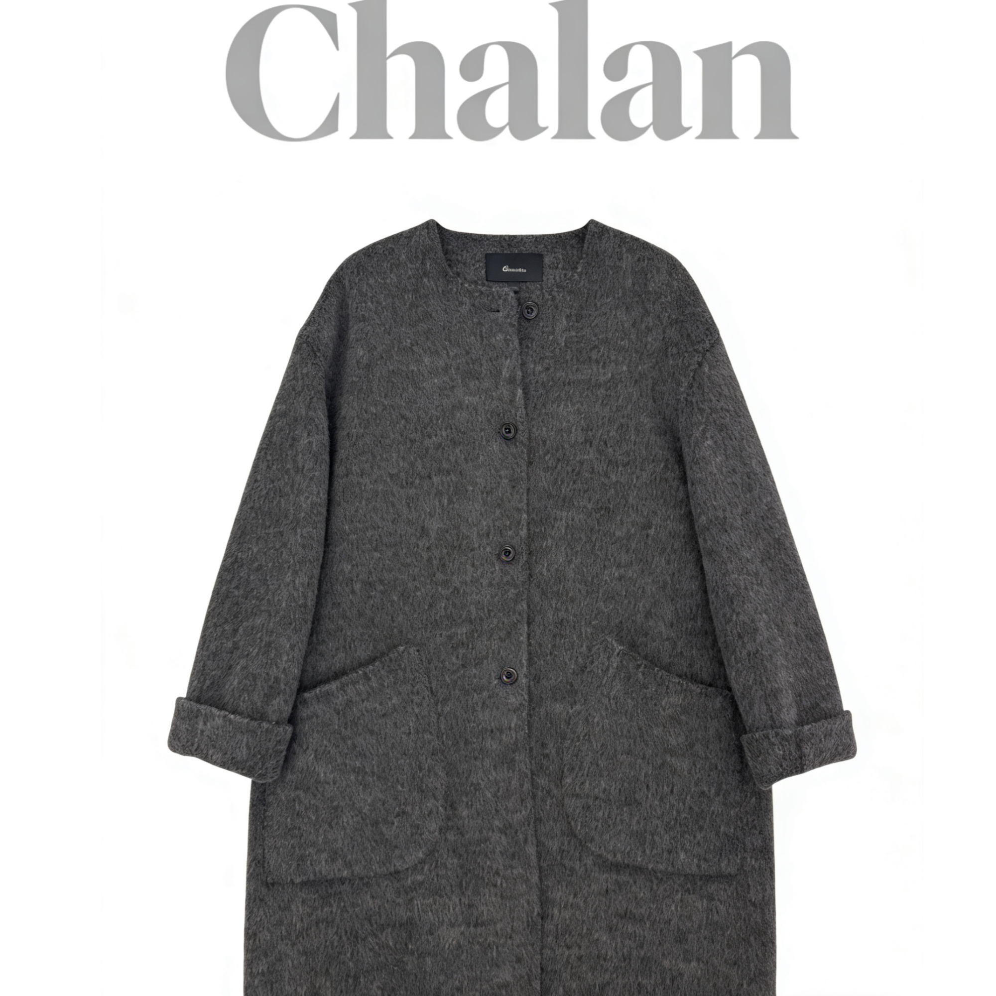 chalan 冬款圆领羊毛羊驼含天丝大衣H25D0244（干洗）