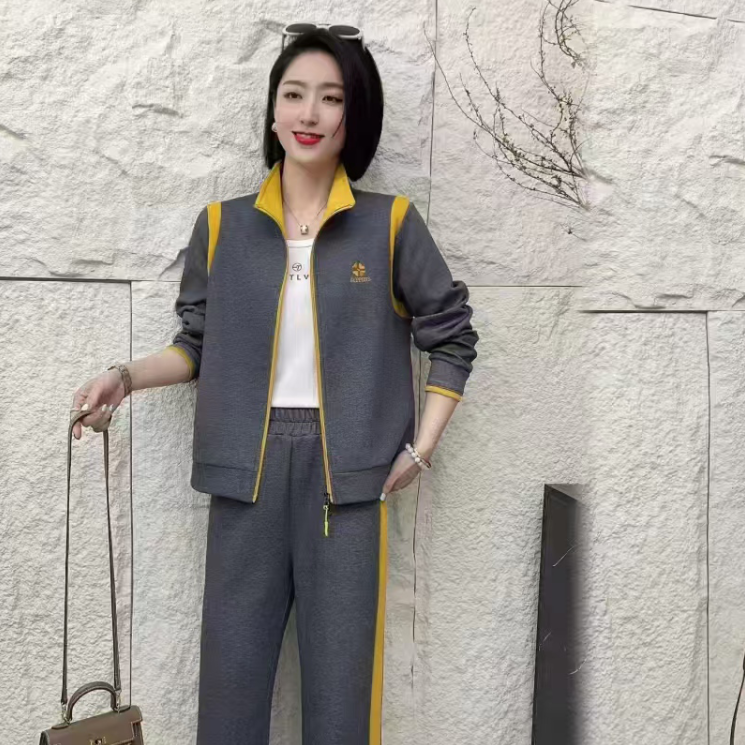 777款幸运草刺绣开衫套装女夏季薄款韩版运动显瘦高级感两件套装