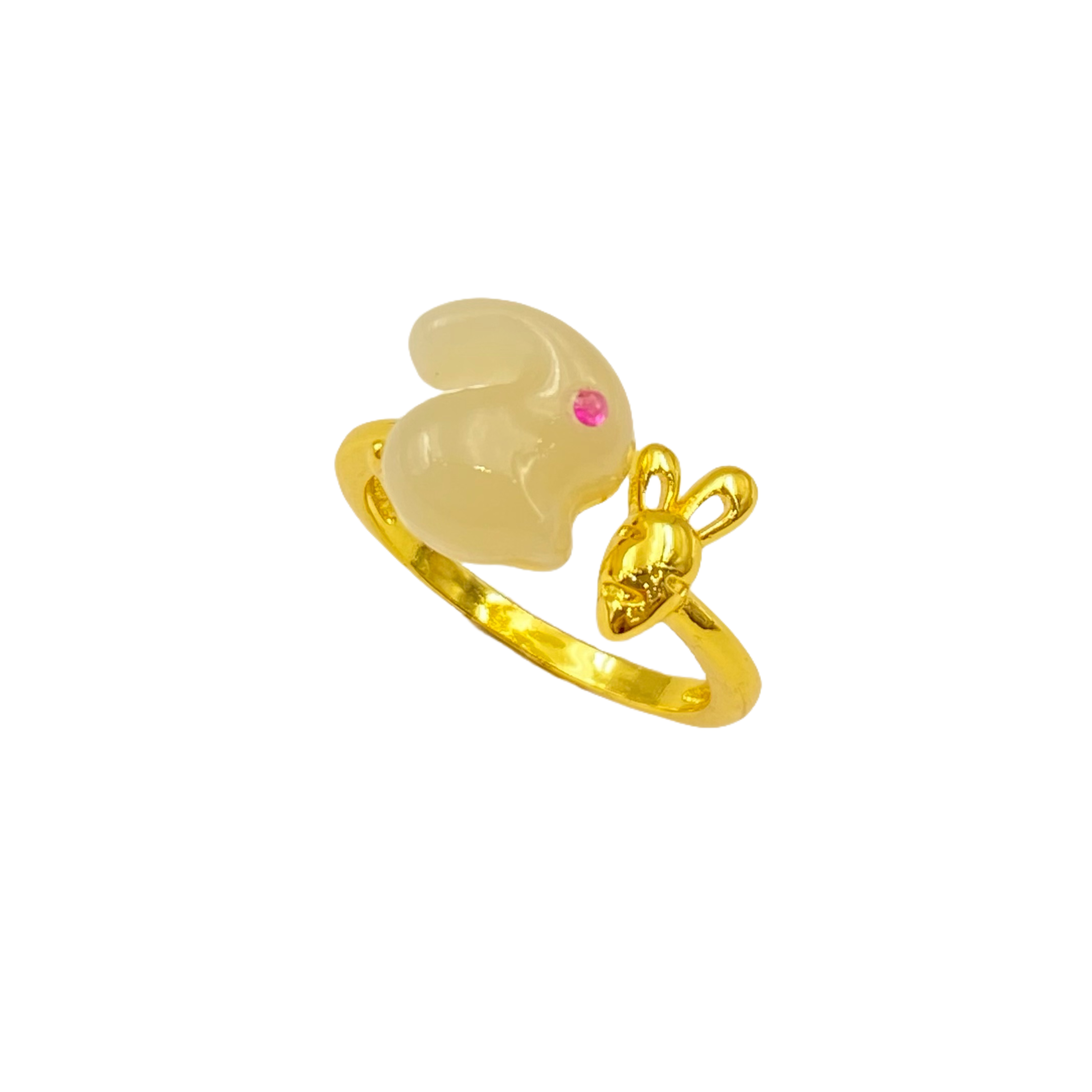 和田玉精致兔子戒指A517X合金