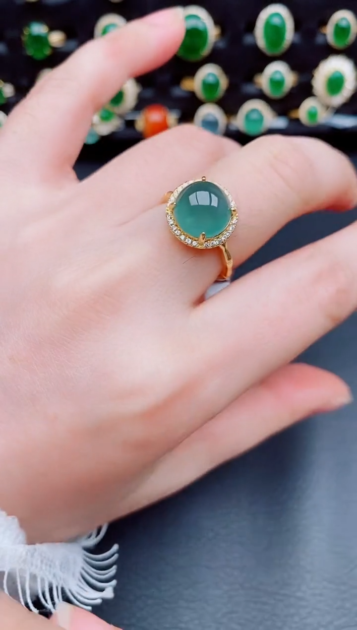 【闪购商品】翡翠戒指银S925镶嵌天然a货翡翠39