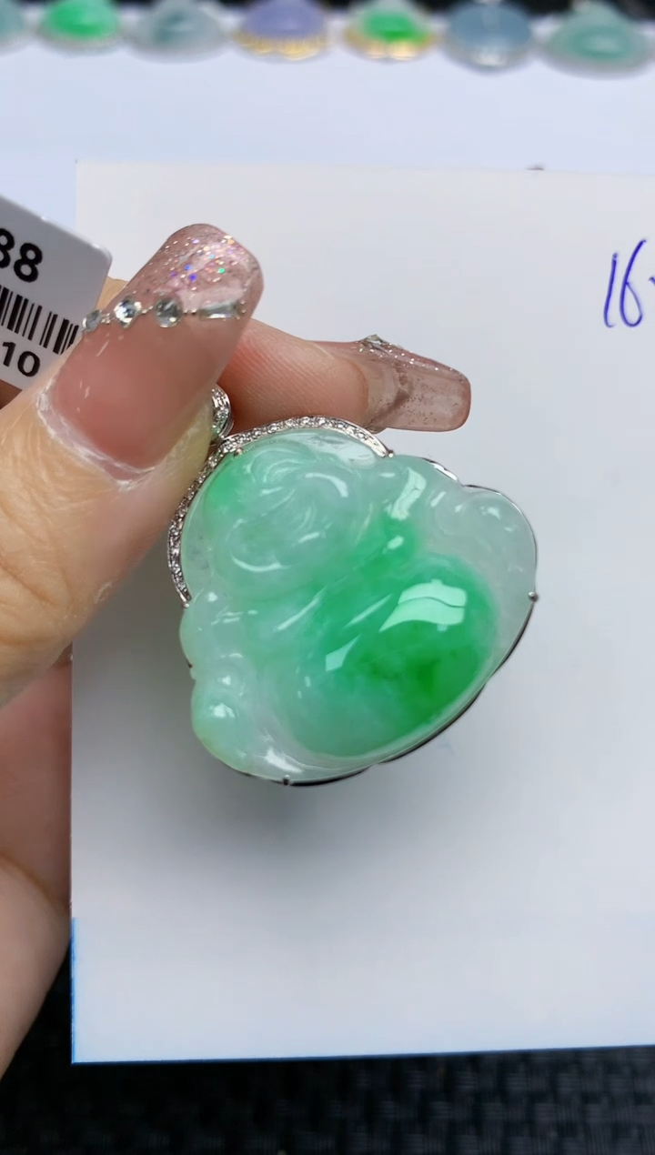 【闪购商品】翡翠颈饰18K金镶嵌天然A货翡翠 163