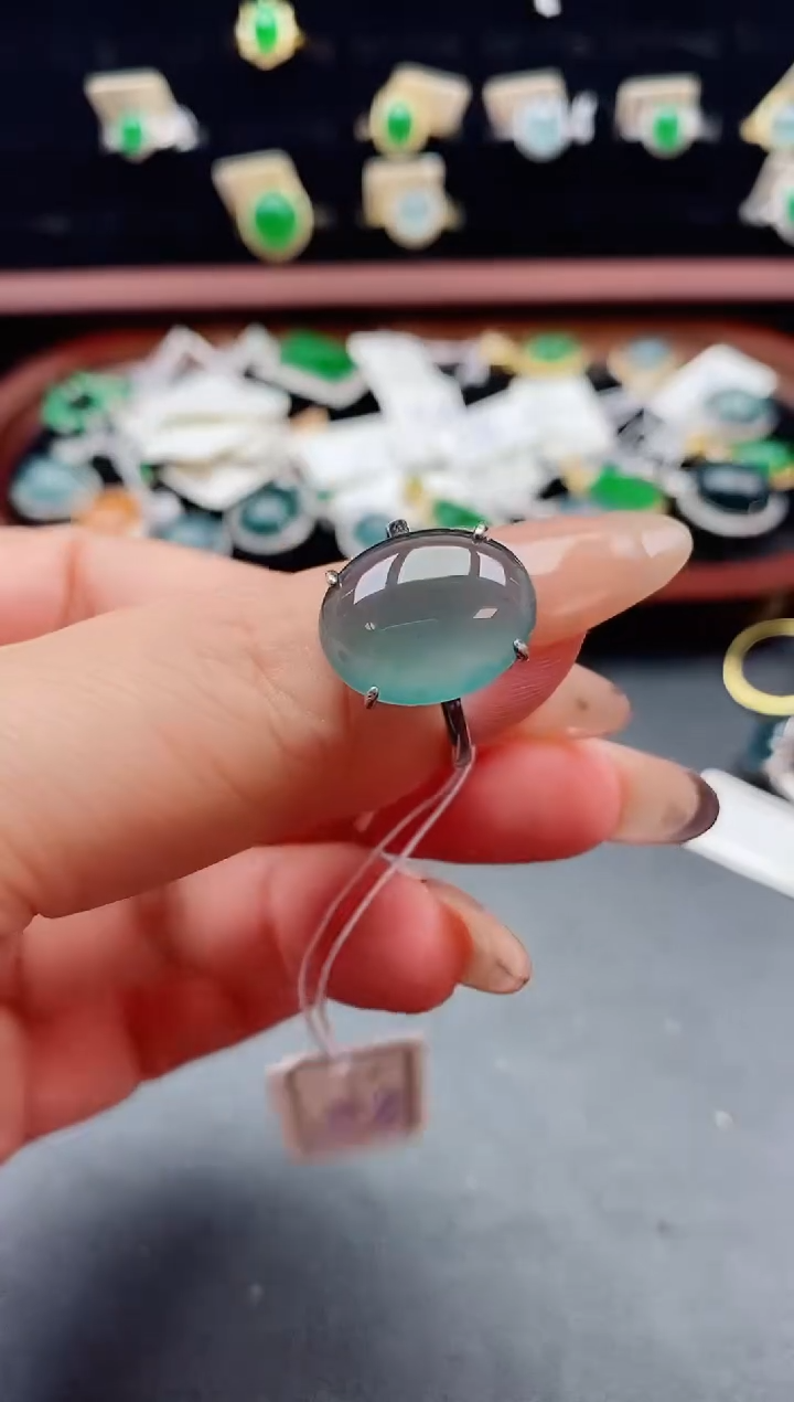 银S925镶嵌戒指翡翠1