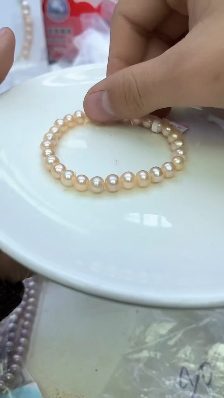 未镶嵌手链淡水珍珠中国红手链