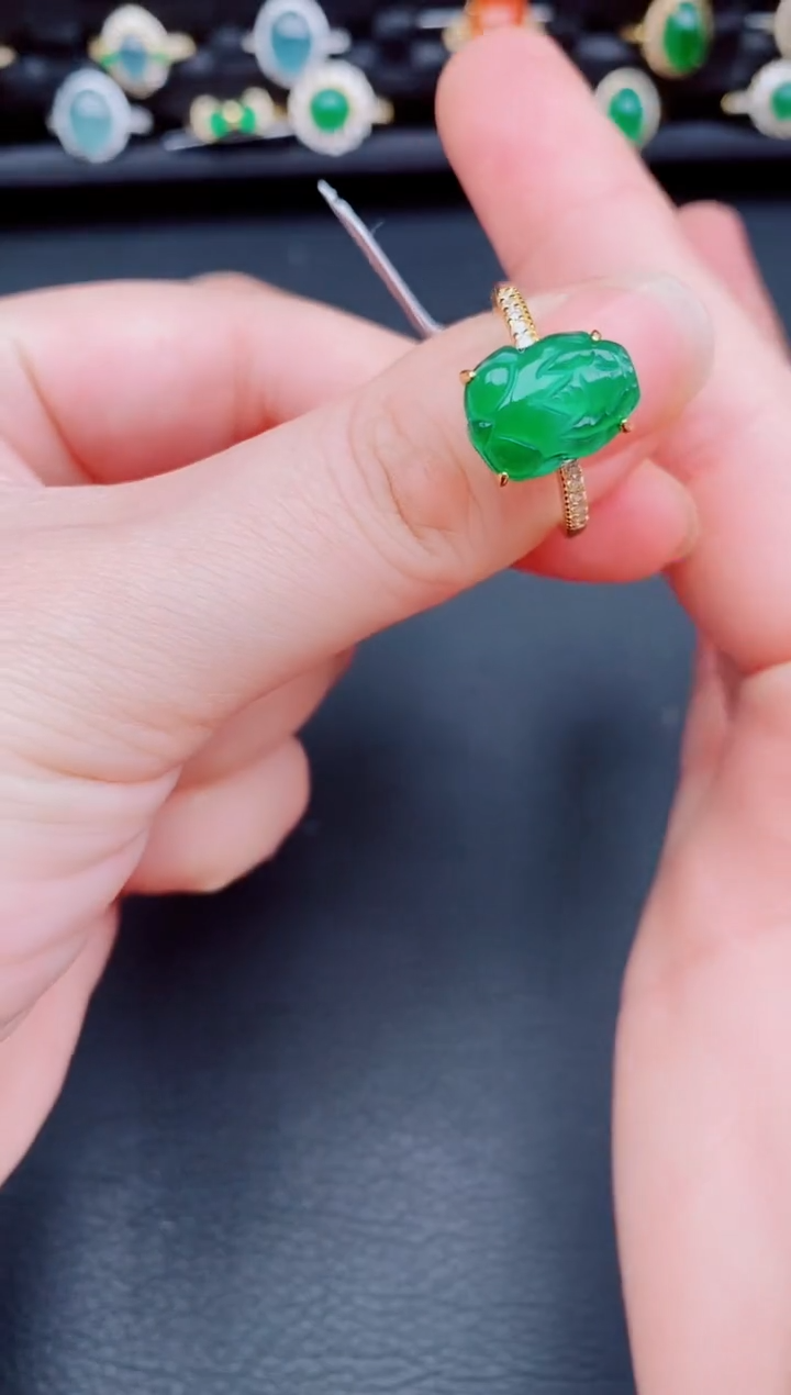 【闪购商品】翡翠戒指银S925镶嵌天然a货翡翠58