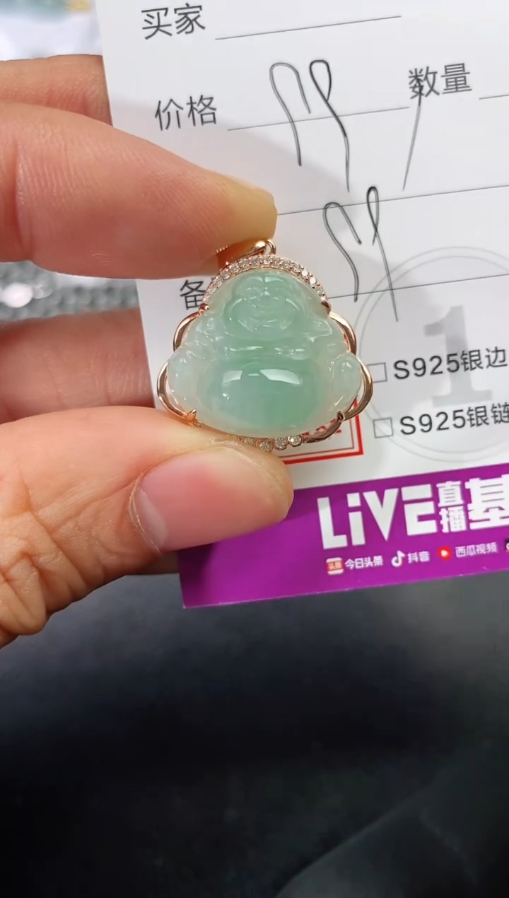 颈饰银S925镶嵌翡翠Y****?挂件