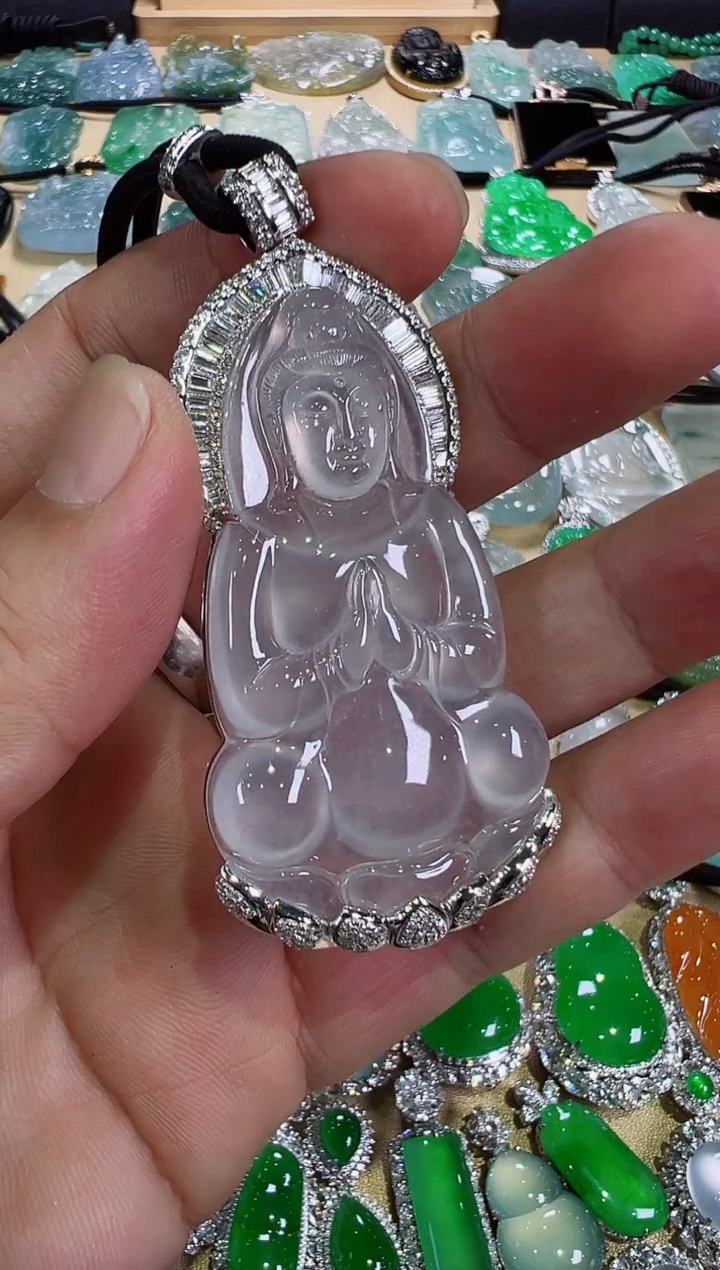 颈饰18K金镶嵌翡翠天然缅甸翡翠