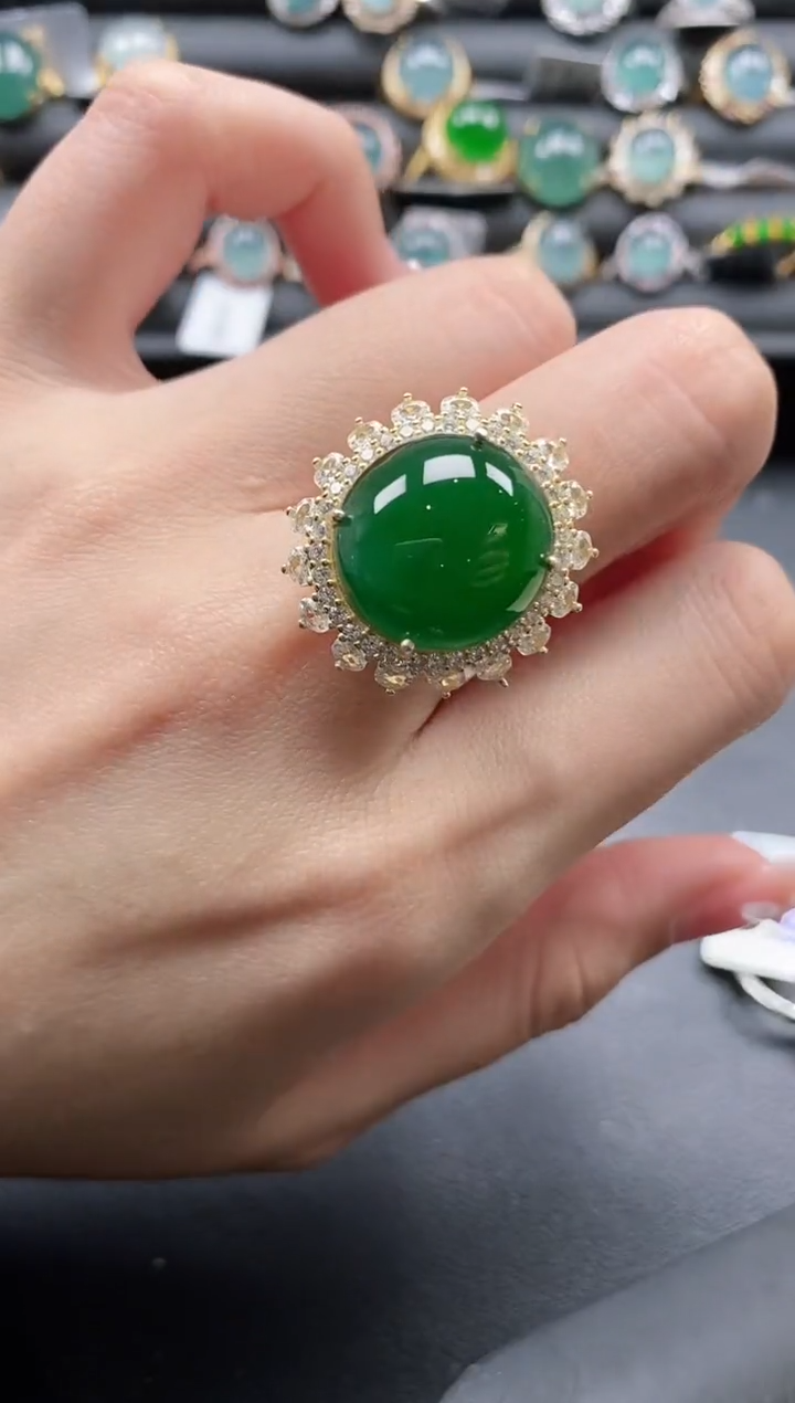 【闪购商品】翡翠戒指银S925镶嵌1111
