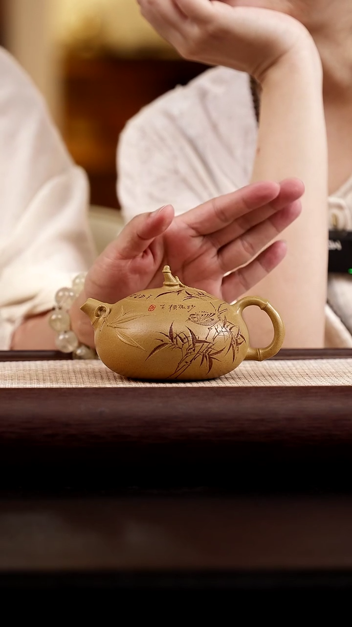 茶壶紫砂竹节西施黄金段