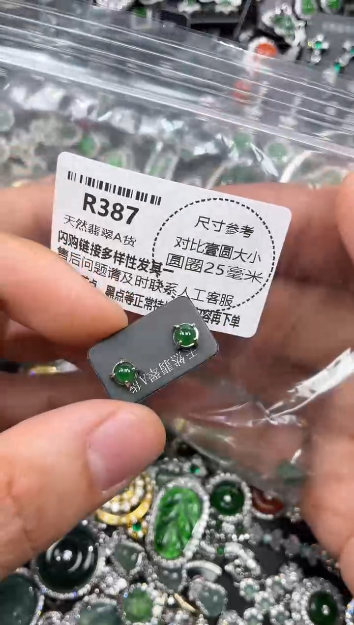 颈饰未镶嵌翡翠R387耳钉