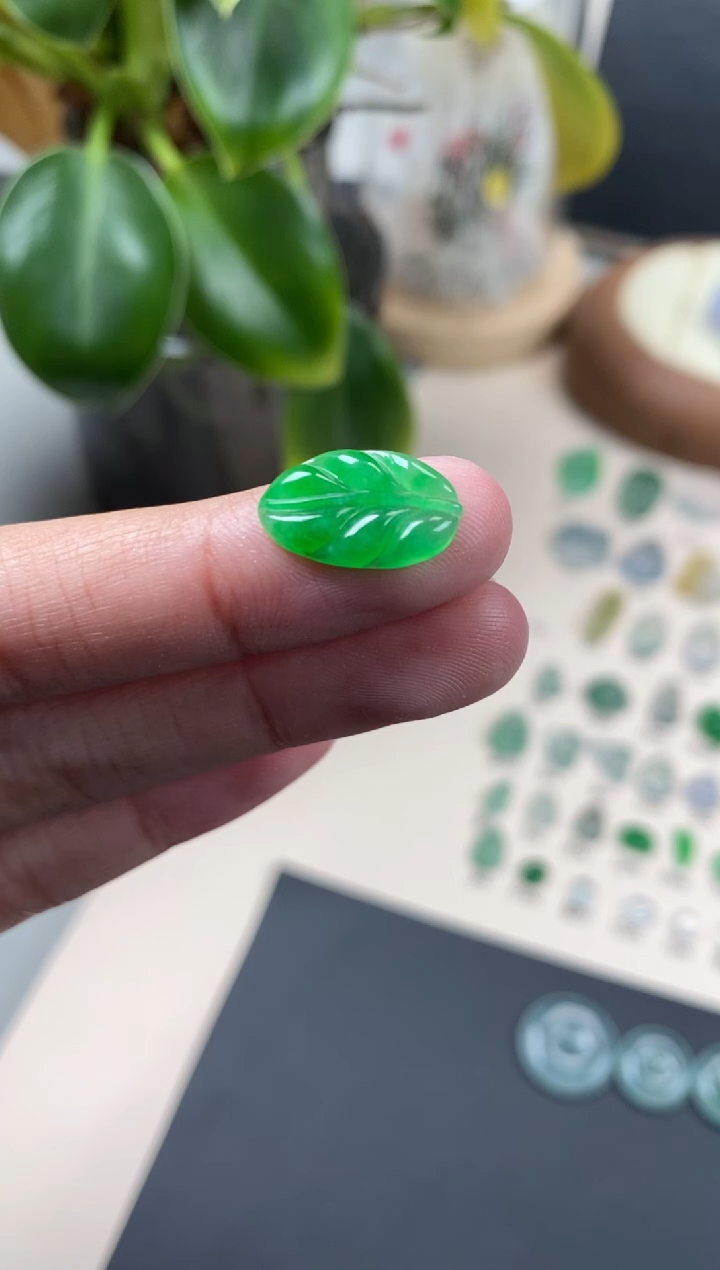 【闪购商品】翡翠颈饰未镶嵌翡翠冰绿叶子