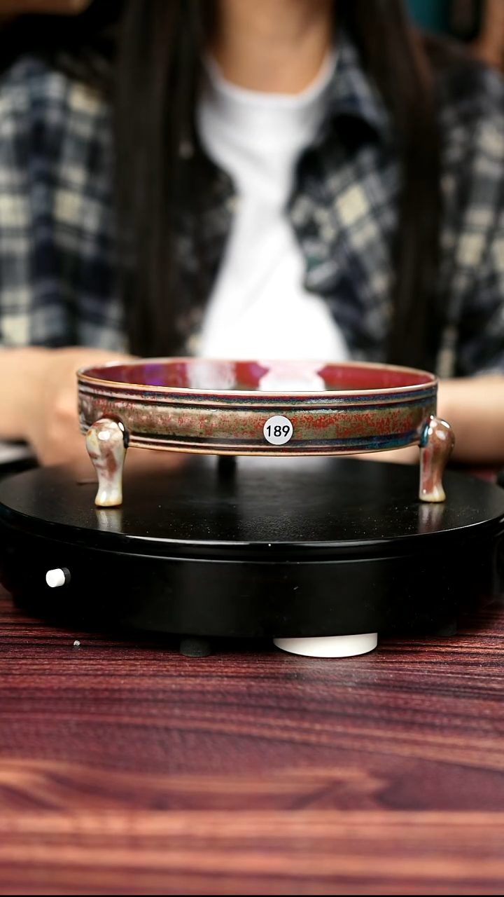 189#盼龙窑一级品原矿钧瓷三足洗