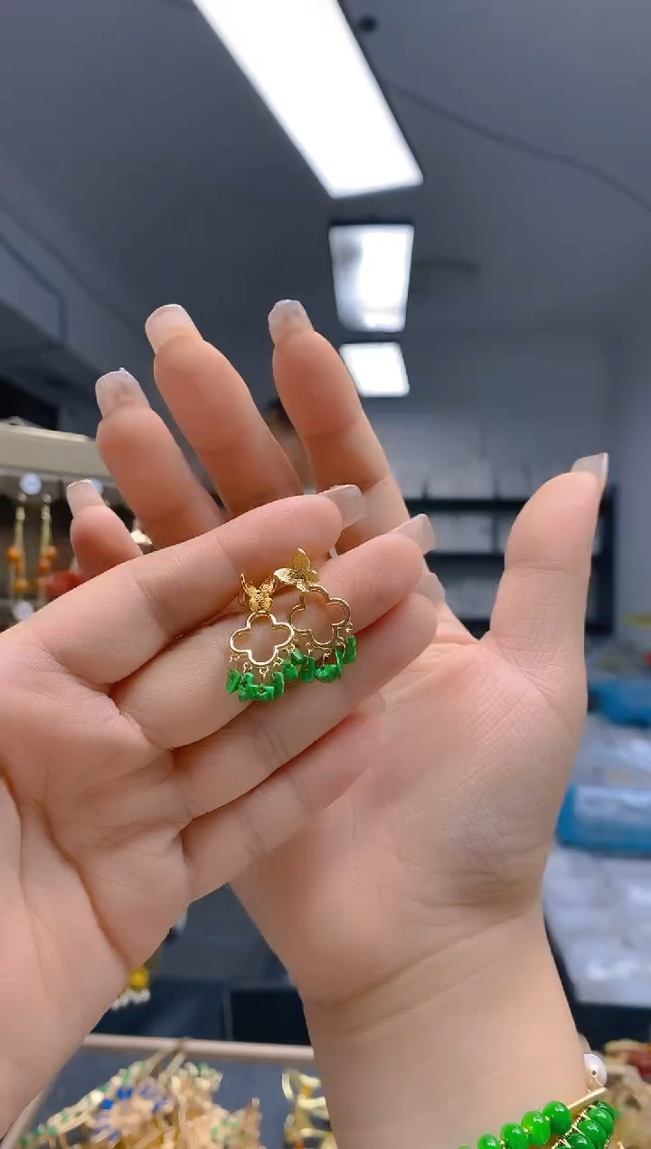 【闪购商品】翡翠耳饰合金41翡翠耳钉