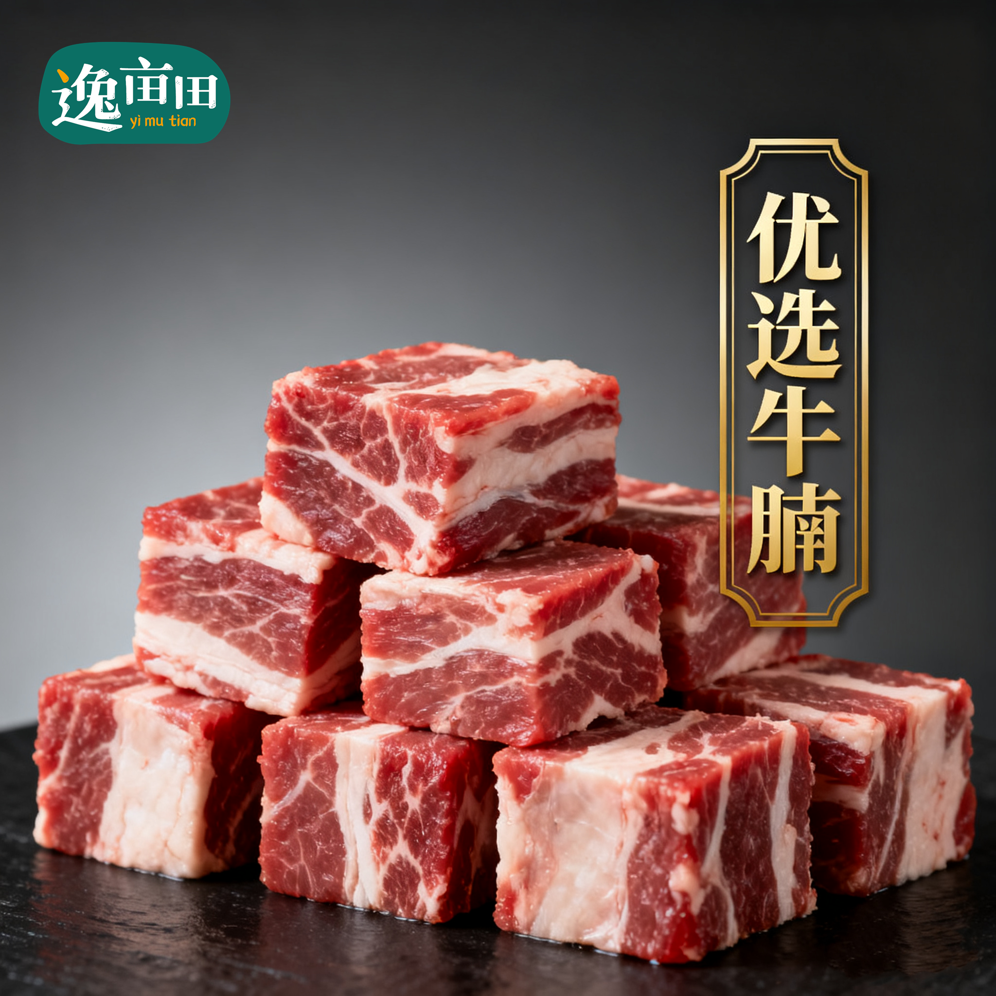 逸亩田优选牛腩牛肋条肥瘦相间整肉可红烧生鲜牛腩块4盒装2000克
