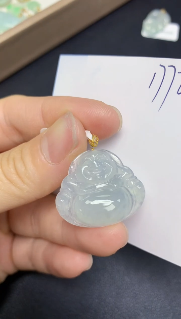 【闪购商品】翡翠18K金镶嵌挂件天然翡翠A货