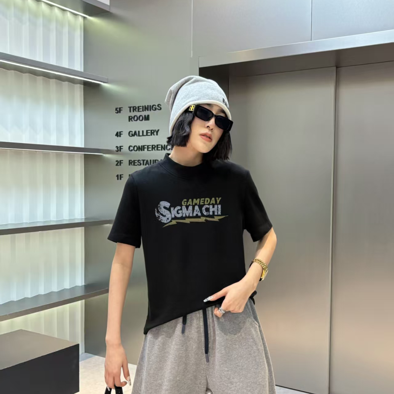 59199休闲短袖夏季时尚印花新款圆领韩版T恤宽松上衣正肩