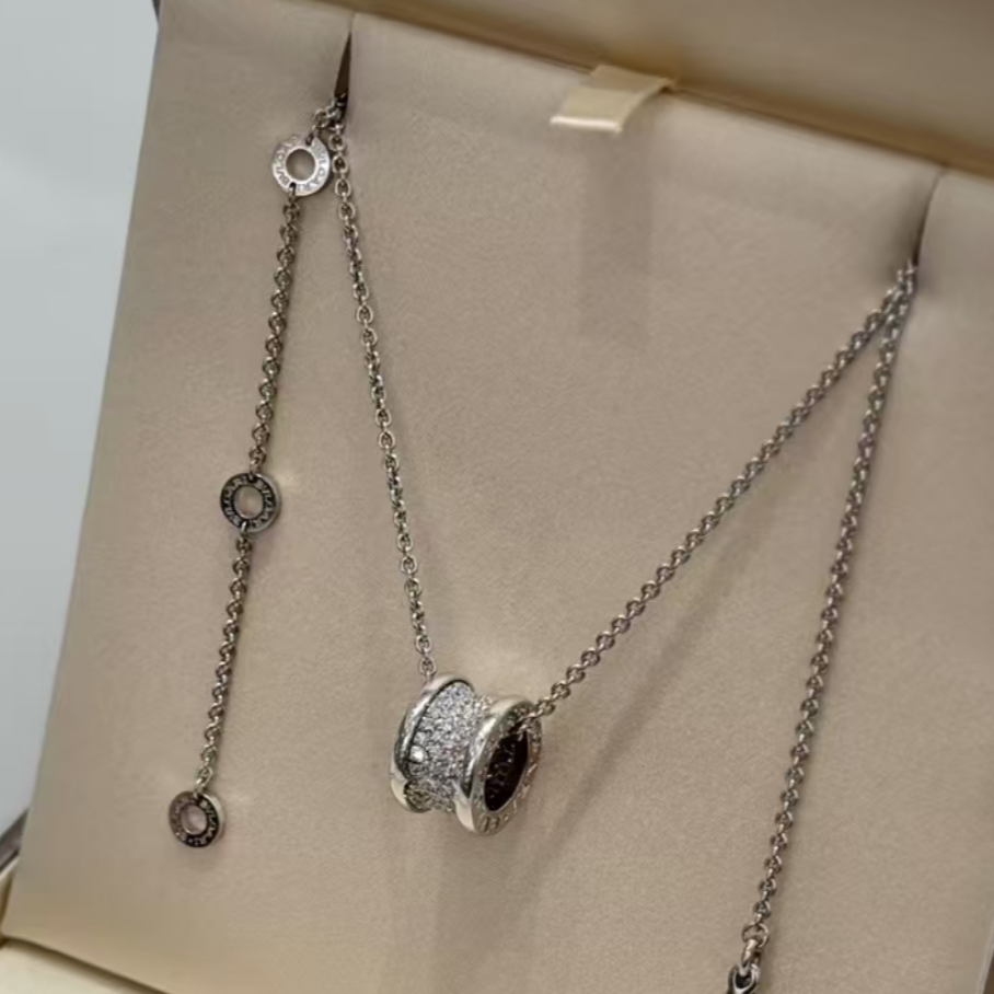 99新 BVLGARI/宝格丽 小花6枫 钻石 白金 满钻 大蛮腰 项链 