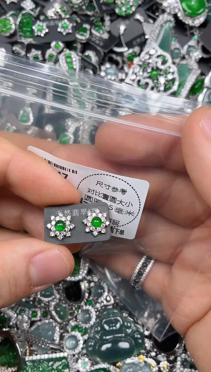 颈饰未镶嵌翡翠H447耳钉