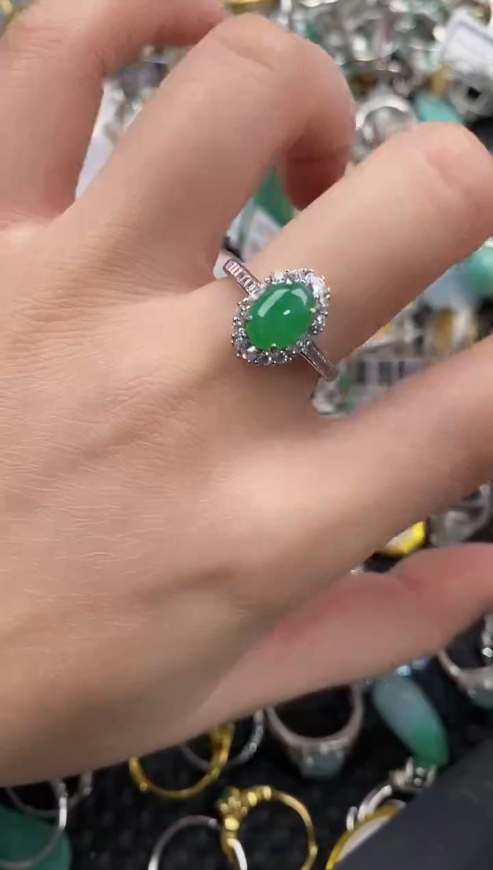 银S925镶嵌戒指翡翠222                9
