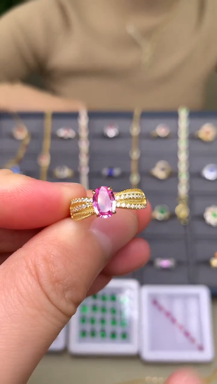 戒指蓝宝石银S925镶嵌戒指