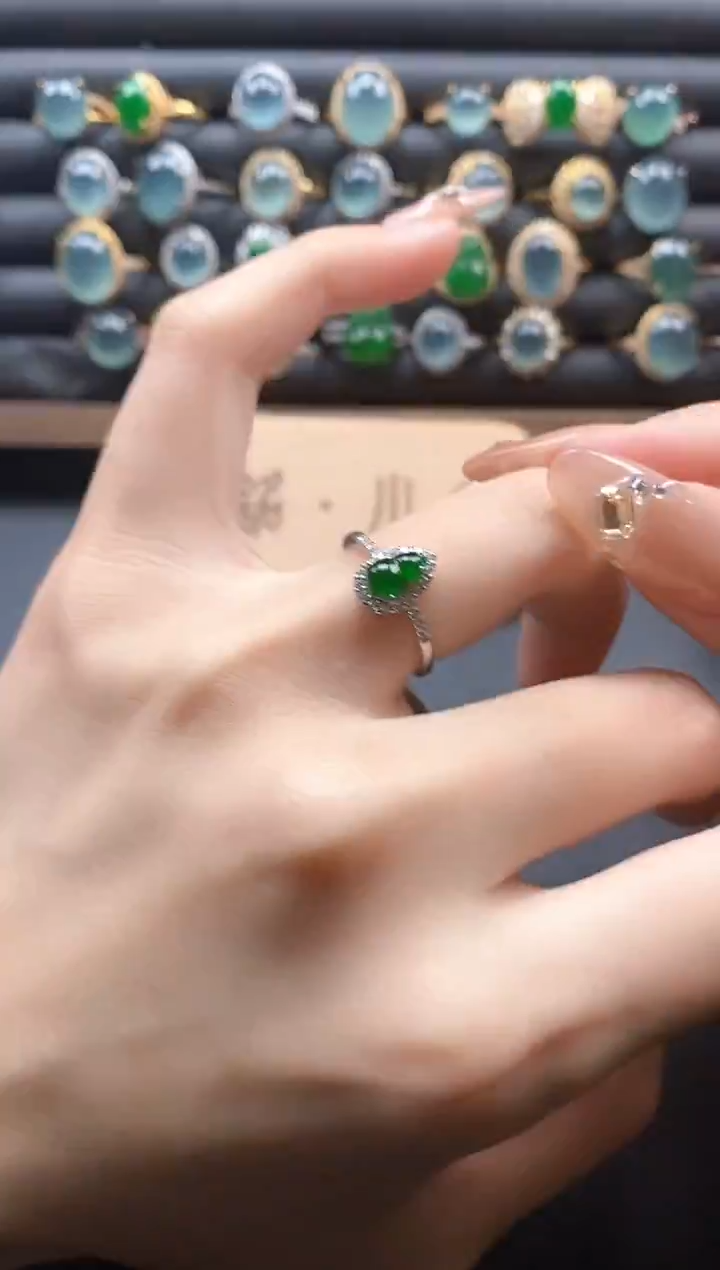 银S925镶嵌戒指翡翠51511