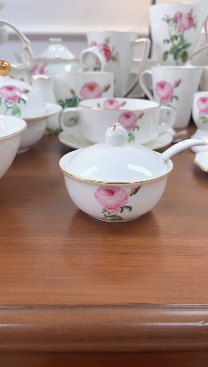 【闪购商品】碗圣心玫瑰骨瓷调味罐