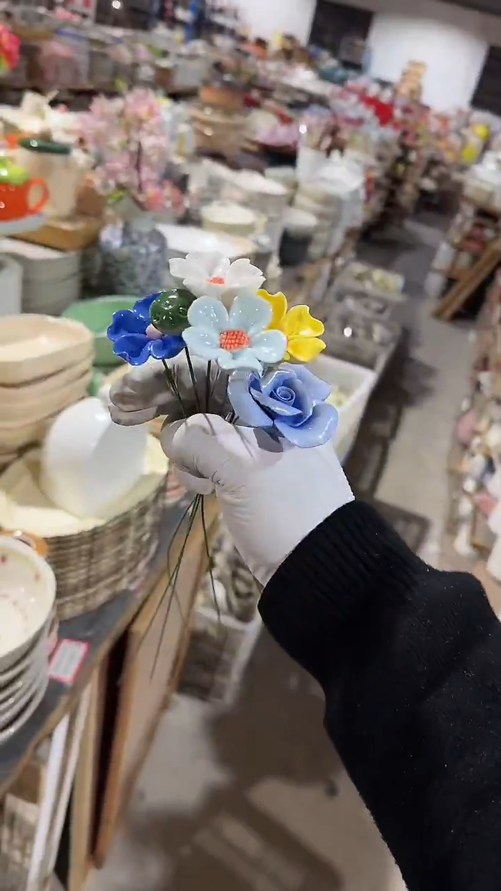 陶瓷6个陶瓷大号不同颜色花朵花色随机微瑕 凑满20元包邮