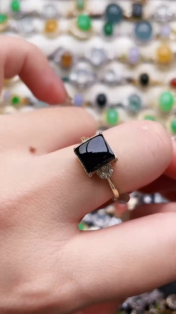 银S925镶嵌戒指翡翠123