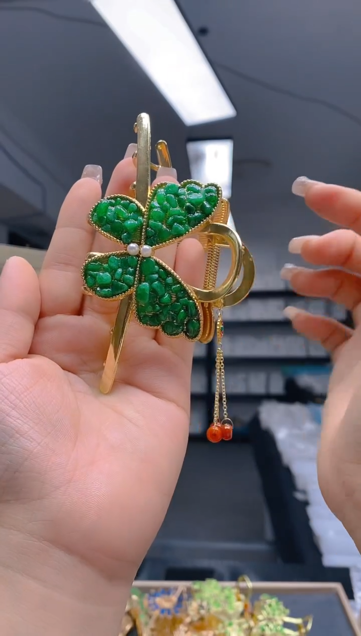 【闪购商品】翡翠耳饰合金73翡翠发簪