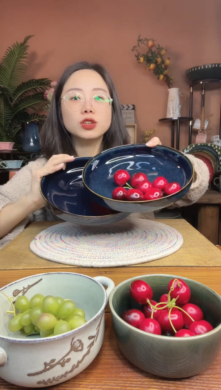 陶瓷8.5英寸双层窑变釉深盘 2件 微瑕疵