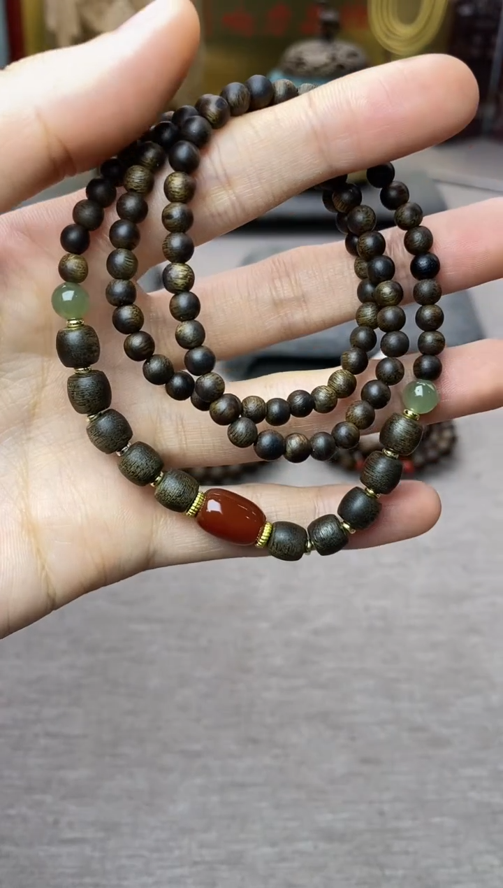 【闪购商品】沉香手串白棋04+紫棋06三圈设计