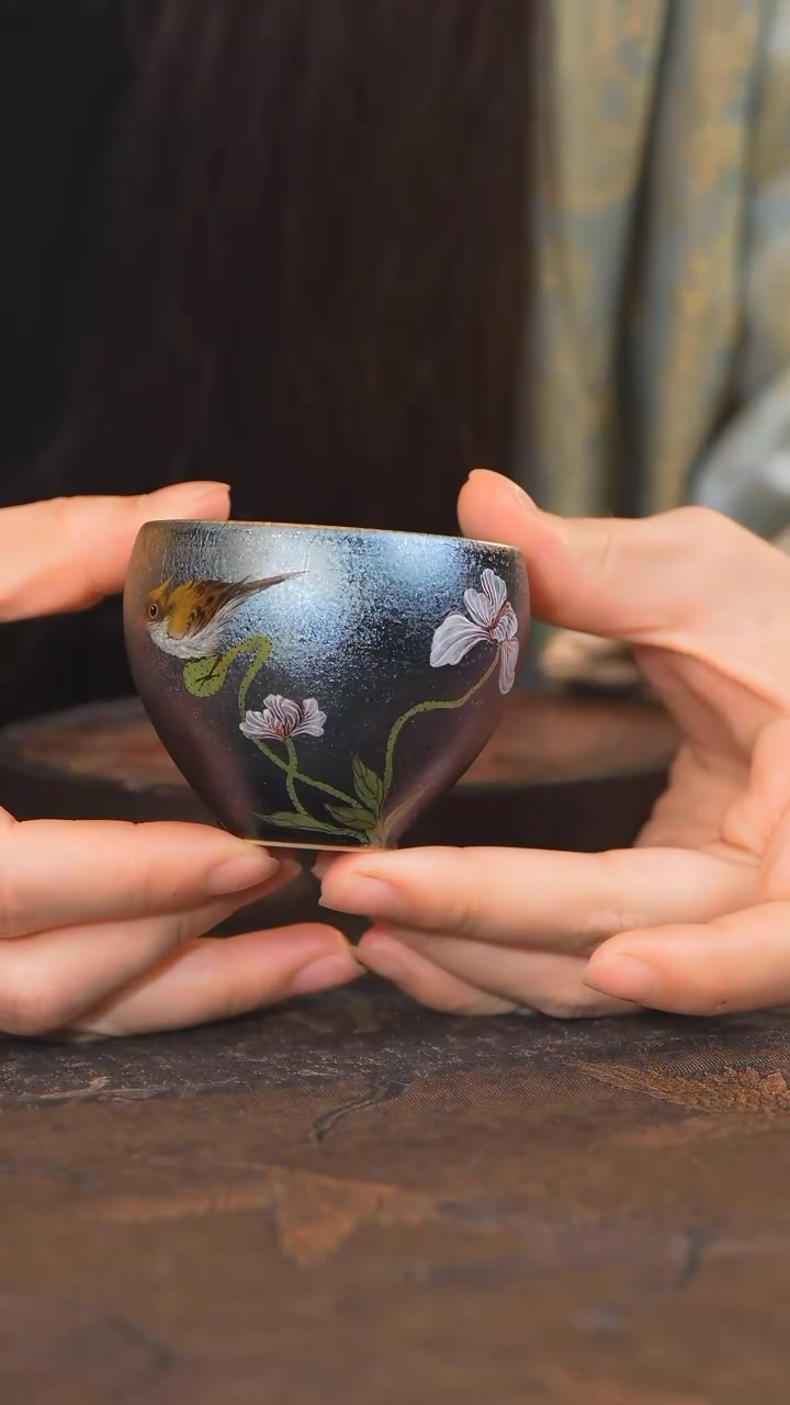 【闪购商品】杯91柴房陶瓷 窑宝花鸟单杯