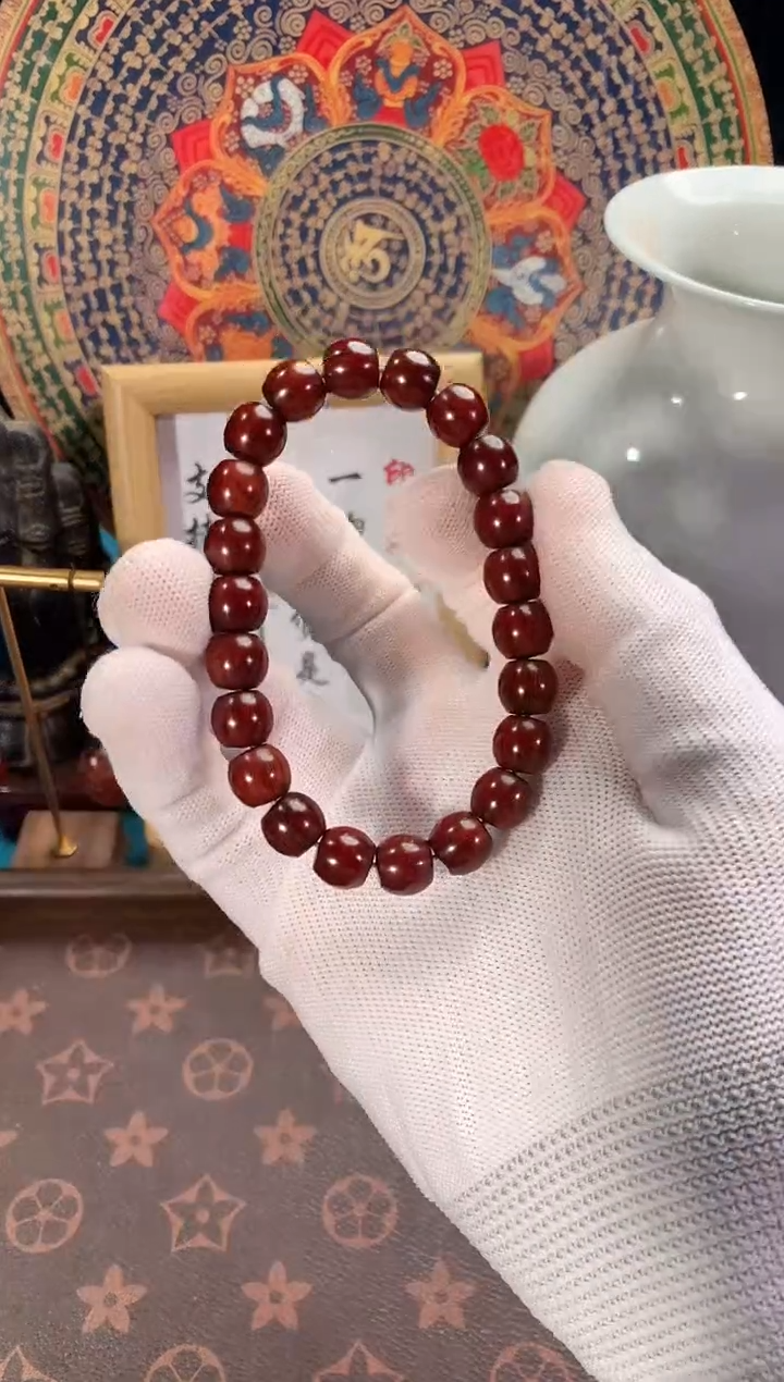 沉香手串印度小叶紫檀（檀香紫檀）9.9*9.9超精工古珠