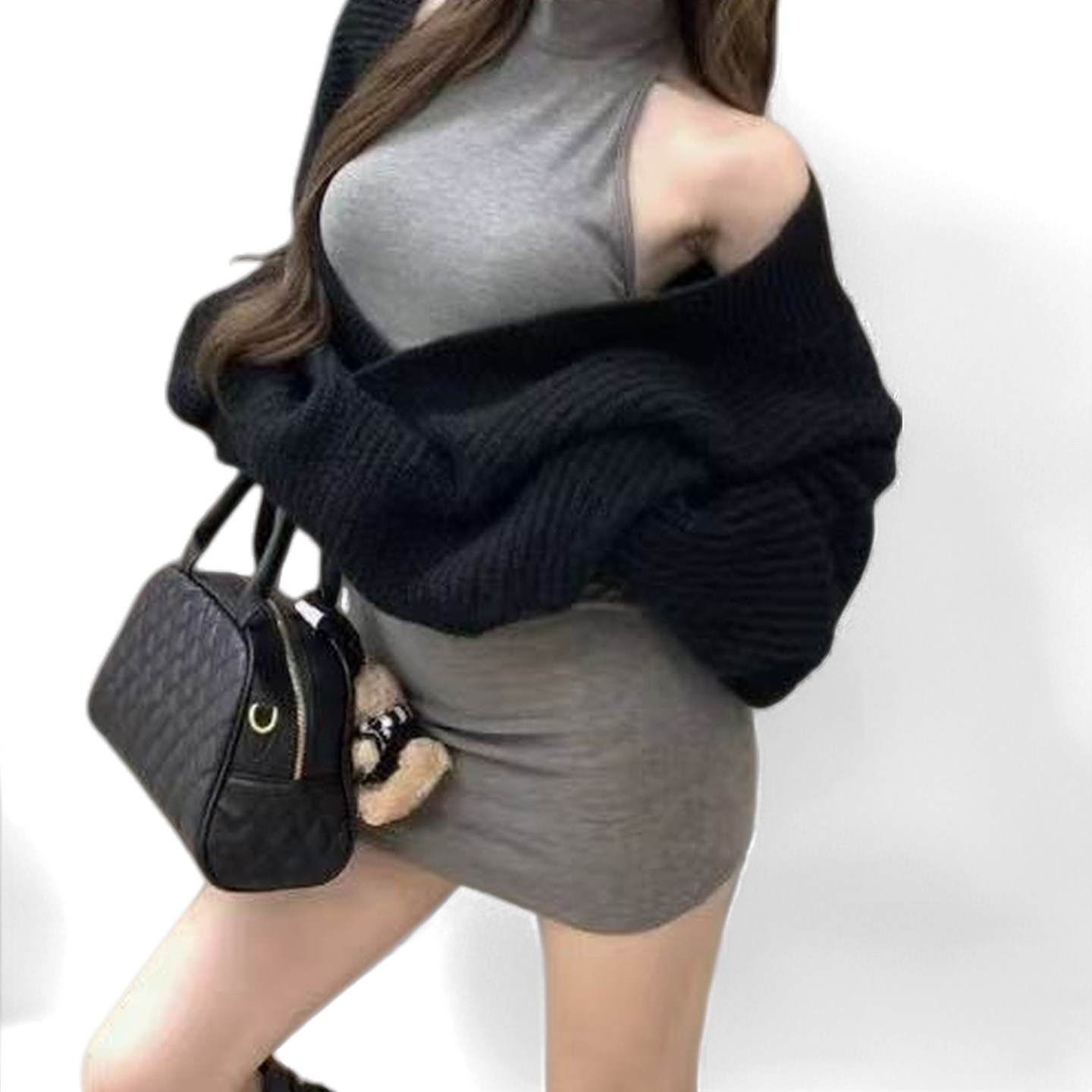 小富婆家大V女秋冬半高领背心两件套012外衣012-1短裙012-2长裙