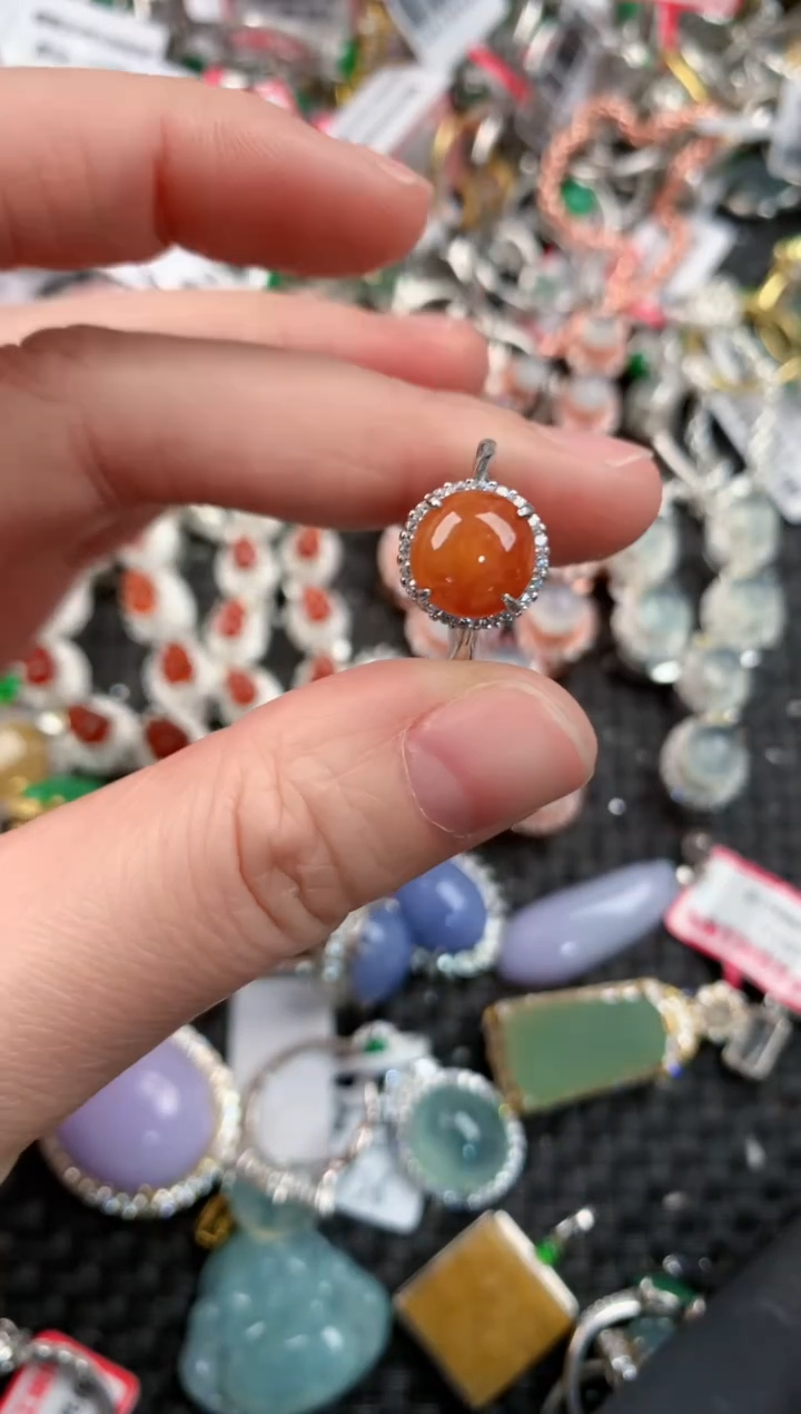 银S925镶嵌戒指翡翠222     10