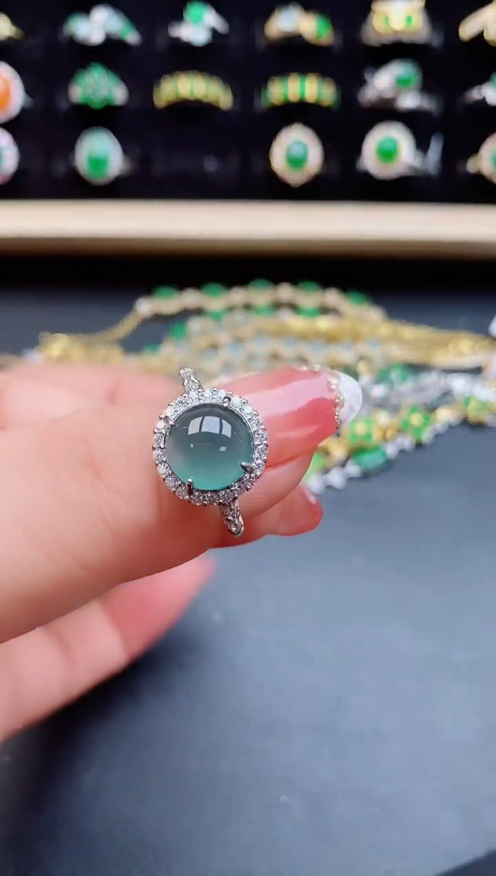 【闪购商品】翡翠戒指银S925镶嵌080505