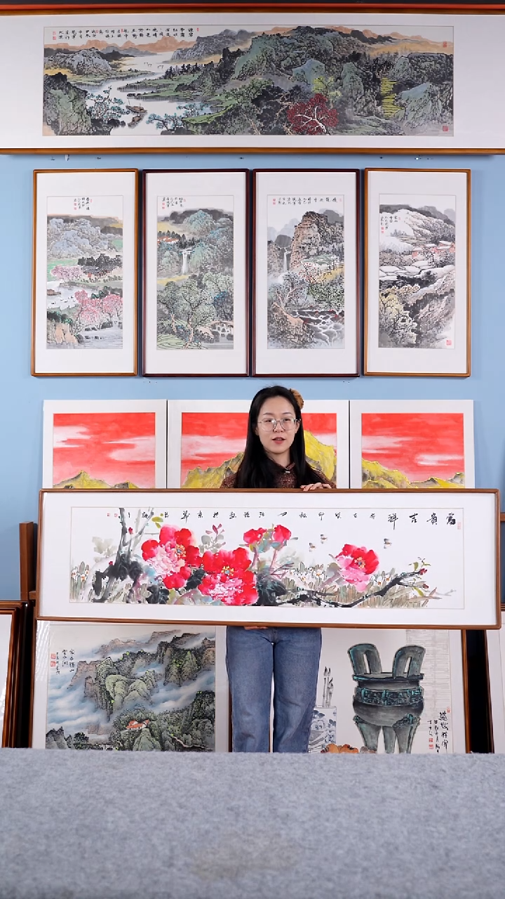 【闪购商品】国画汪琼《富贵吉祥》含框162*47