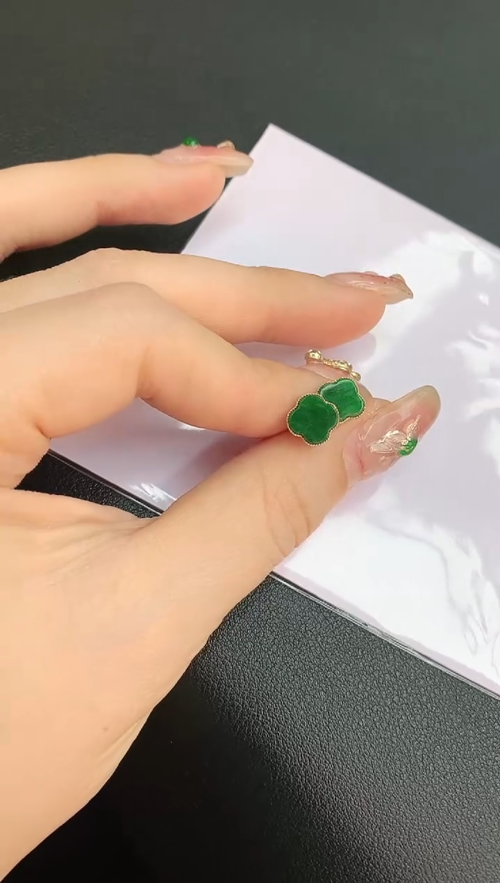 【闪购商品】翡翠耳饰18K金镶嵌赠礼盒证书 珍珍