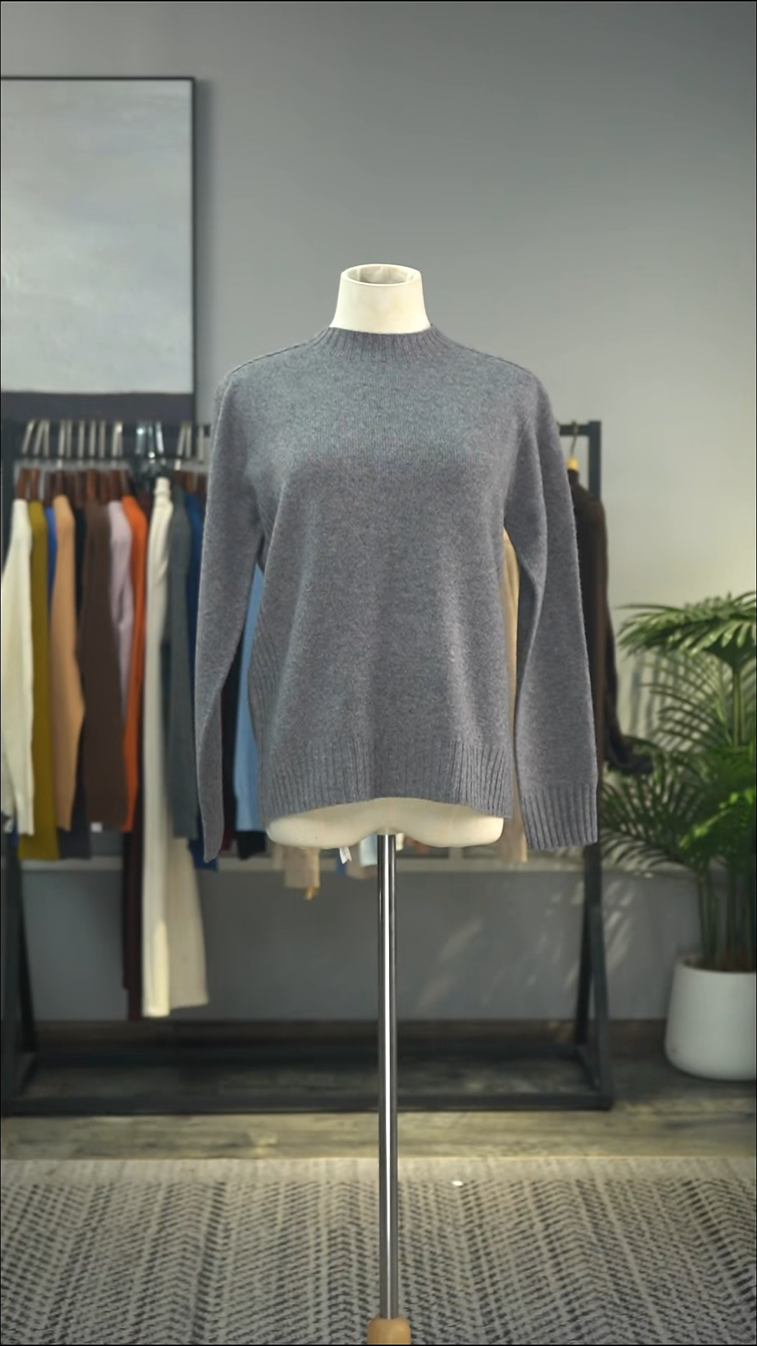 【100真丝羊毛】加厚针织衫坑条设计款低圆领2025冬季女装