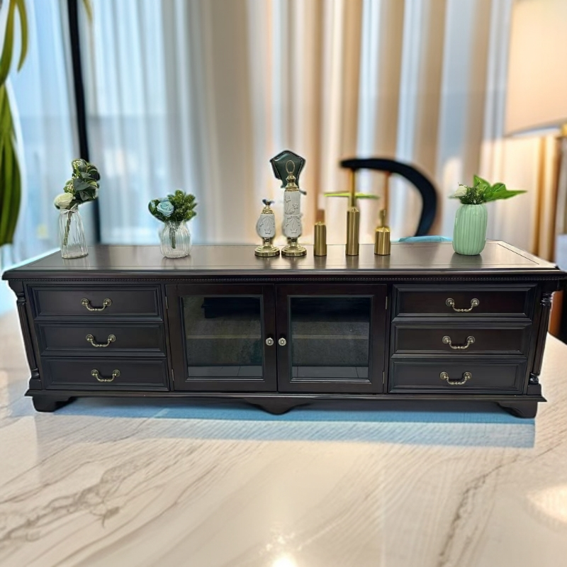 美式6抽屉加双开门珍珠电视柜储物柜