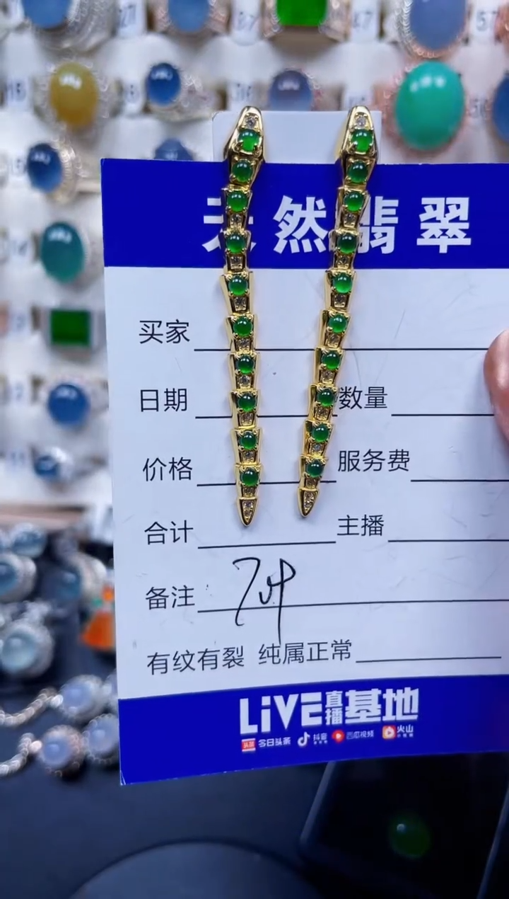 银S925镶嵌翡翠耳饰709