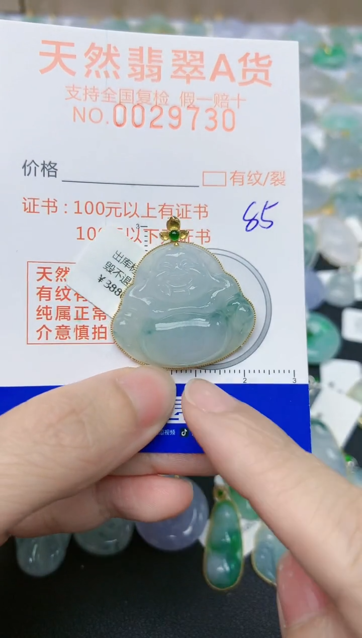 翡翠18K金镶嵌颈饰天然翡翠A货